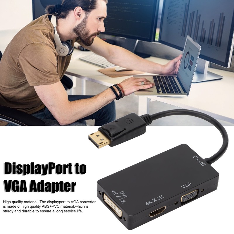 DisplayPort to VGA Video Adapter 3 in 1 Portable DP
