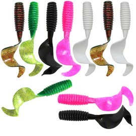 10pcs 5-Color Fish WOW! 10" with Curly Tail Extended Fishing Perch Grub Soft Lure