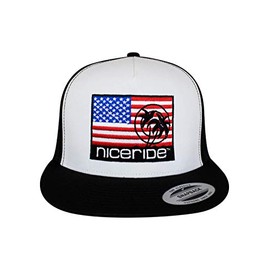 NICERIDE Pride US Flag Classic 6006 Snapback Trucker Baseball Hat Black/White/Black