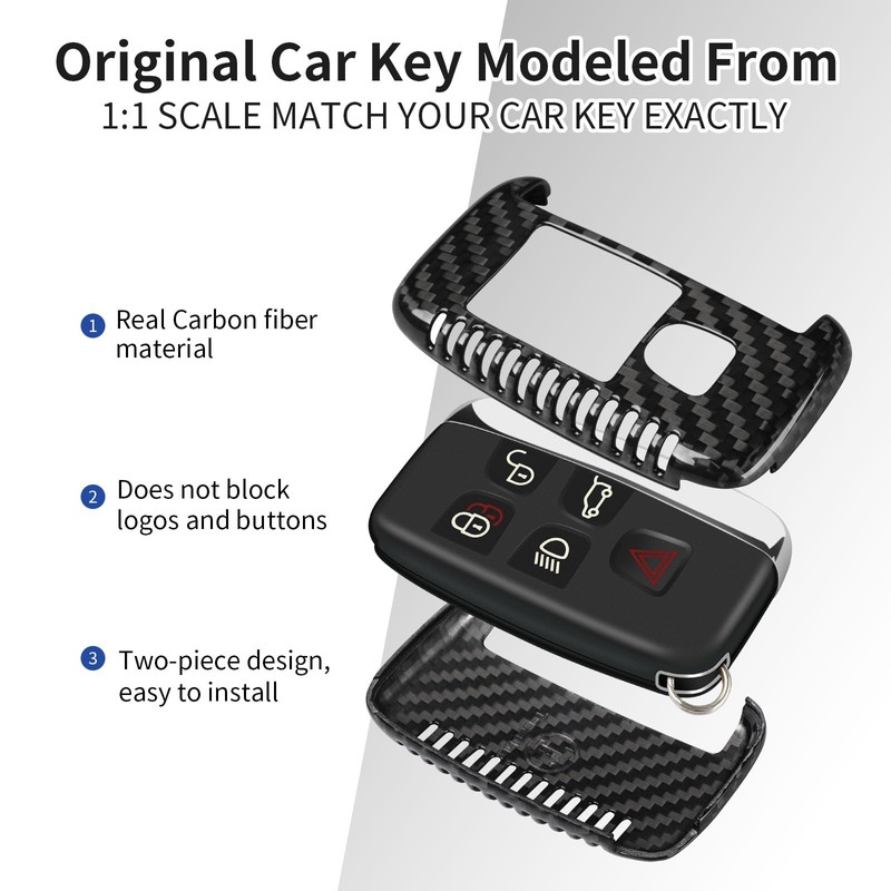 T-carbon Real Carbon Fiber Key Fob Protector Compatible with Land