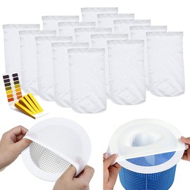 MEISHANG Pack of 15 pool skimmer socks, perfect filter protectors to protect your filters, swimming pool skimmer filter sieve net, skimmer basket net, skimmer socks, large swimming pool skimmer socks,