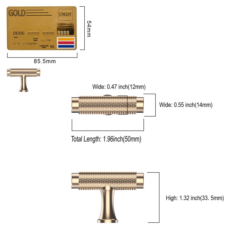 Coinkoly 10 Pack Brushed Gold Cabinet Knobs Knurled Kitchen Cabinet