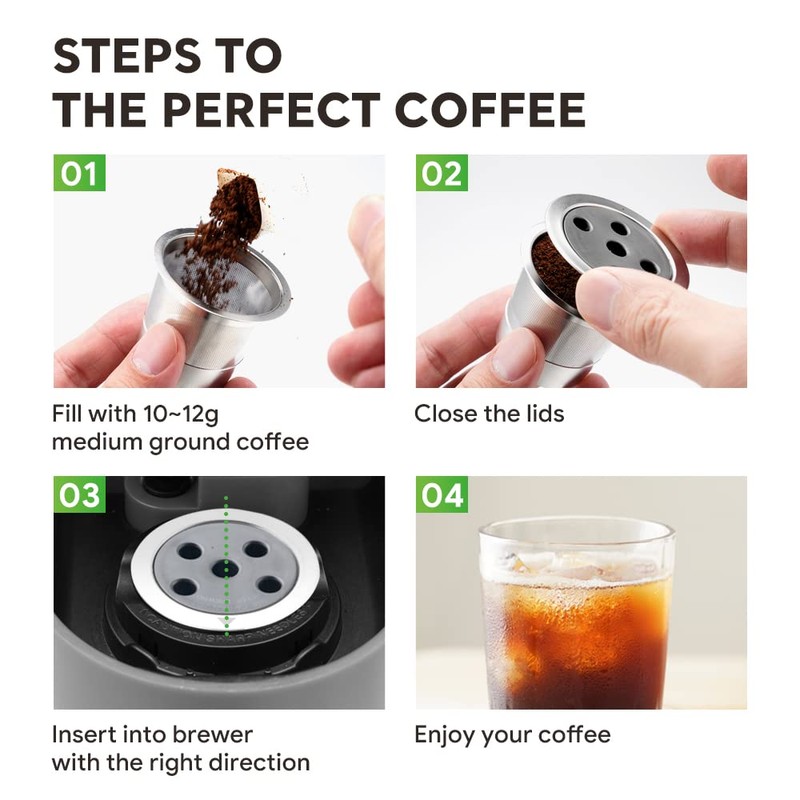 2 Pack Stainless Steel Reusable K Cups for K eurig