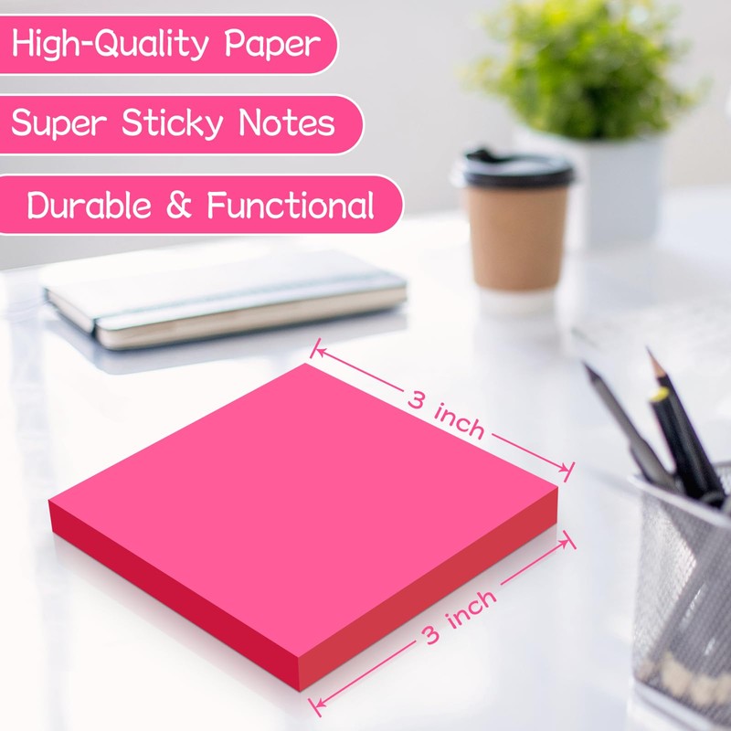 (18 Pads) Sticky Notes 3x3 inch, Self-Stick Pads Bright Colors