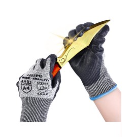 Donfri Cut Resistant Gloves High Performance Level 5 Protection Safety Work Gloves for Men Comfortable PU Coated Palm Cut Proof Gloves Gardening Food Grade Non-slip Machine Washable（S,1）