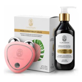 Kit masajeadores fáciales skincare microcorriente ems y gel conductor Cleoskin                                                                        