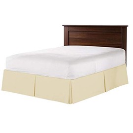 Versatile Bedding Bed Skirt - Pleated Bed Skirt (Twin, Ivory) Easy Fit with 18 Inch Tailored Drop - 100% Cotton 800 Thread Count - Easy Care
