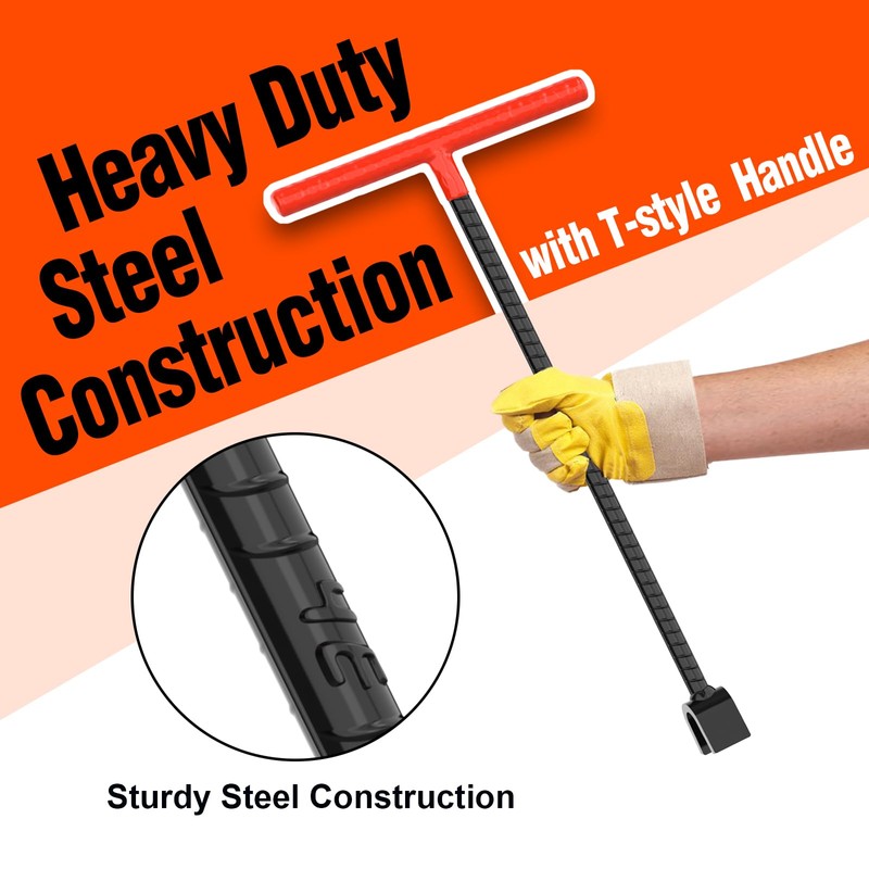 Eapele Water Meter Key 16 inch Enforced Steel T-Handle With