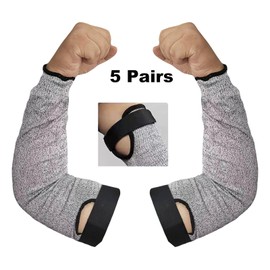 Cut Resistant Farmers Sleeves, Arm Burn Protection Sleeves for Thin Skin and Bruising, Arm Guards for Men Women, Gardening, Cutting Adjustable fit (5 Pairs, Without Thumb Hole)