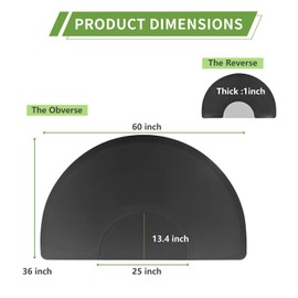 Barber Floor Chair Mat,1 Inch Thick Anti-Fatigue Salon Thickening Type Standing Mat for Hair Stylist Salon Stations,5 ft. x 3 ft.(Black,Semi Circle)