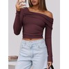 ANRABESS Womens One Off Shoulder Shirts Long Sleeve Going Out