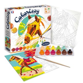 Sentosphère Sentosphere 3904506 Colorizzy Painting by Numbers Painting Set for Children, Horses, Craft Set, Creative Set, DIY, Multi
