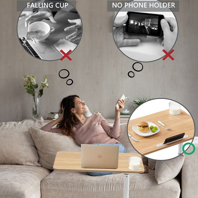 ETHU Overbed Table with Wheels, Rolling Tray Table, Hospital Bed