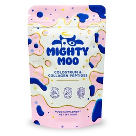 Mighty Moo Bovine Colostrum Powder with Collagen Peptides for Gut Health, Immune Support, Hair Growth & Beauty Supplement, Gluten Free, Sugar Free | Mighty Moo Freeze-Dried Colostrum, Unflavored, 30 Servings