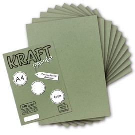 25x Vintage Kraftpapier in Grün - DIN A4 21 x 29,7 cm - 210 x 297 mm - 240 g/m² natur-grünes Recycling-Papier, ökologisch Bastel-Karton Einzel-Karte - UmWelt by GUSTAV NEUSER
