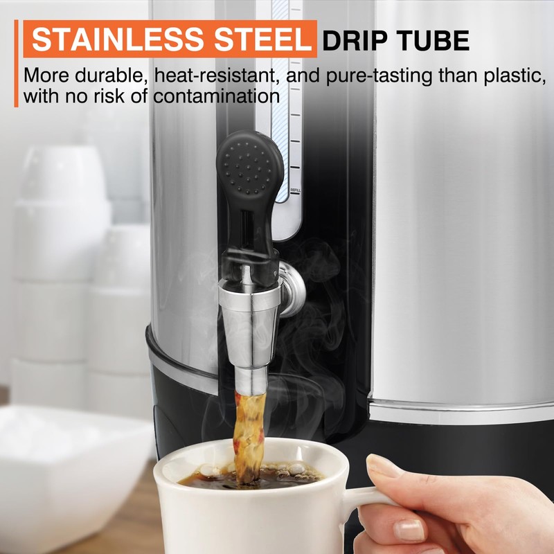 alelarocr Commercial Coffee Urn 50 Cups（12L, Stainless Steel Large-Capacity Coffee