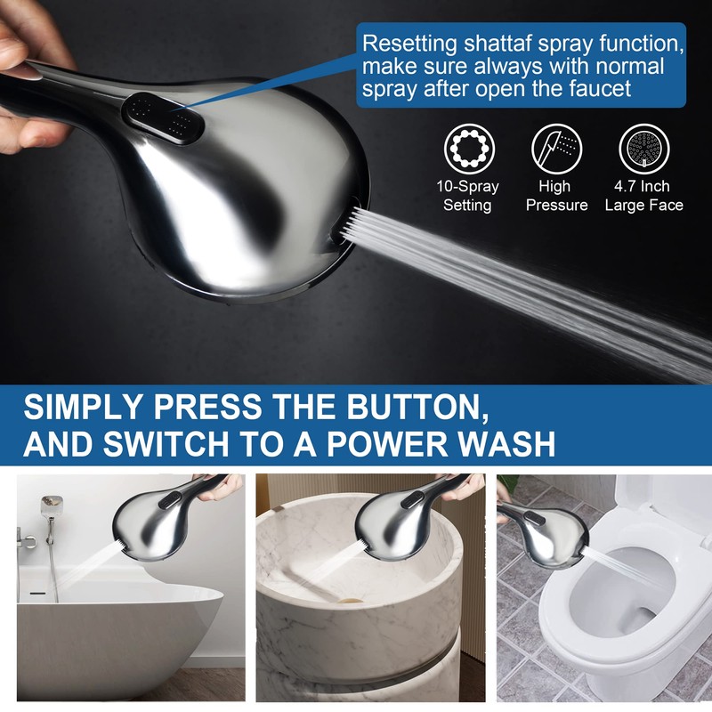 High Pressure Handheld/Rain 82-mode 3-way Shower Head Combo with 25.75"