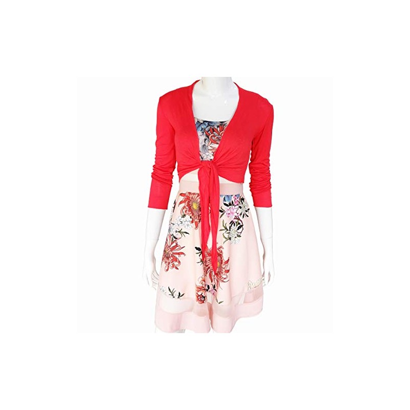 Gloop Women's Beautiful Elegant Long Sleeve Bolero Jacket Knot -