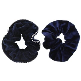 Zac's Alter Ego Set of 2 Velvet Fashion Scrunchies - 1 Plain & 1 Stone Edge