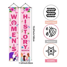 Lofaris Women's History Month Decorations Door Banner - International Women's Day Hanging Sign, Women's History Month Porch Banner,Classroom & Home Celebration Supplies