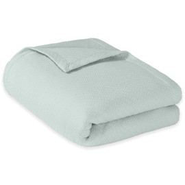 Madison Park Liquid Cotton Luxury Blanket Premium Soft Cozy 100% Ring Spun Cotton For Bed , Couch or Sofa, Twin, Sea Foam