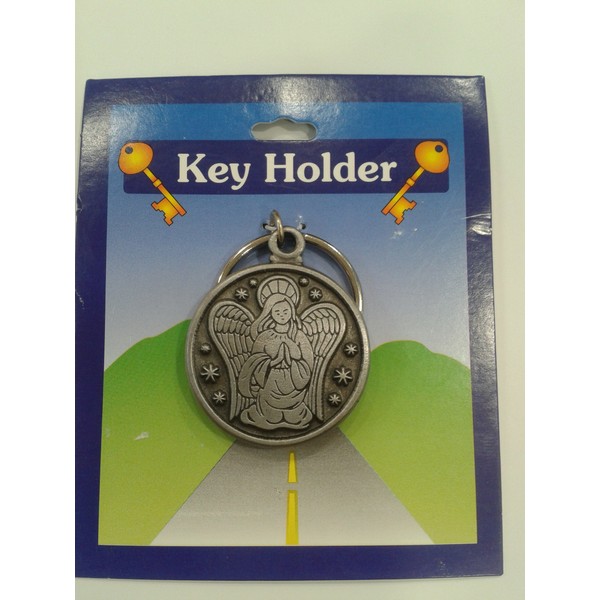 Loving Jesus Guardian Angel KEY HOLDER PEWTER ~ Keychain ~