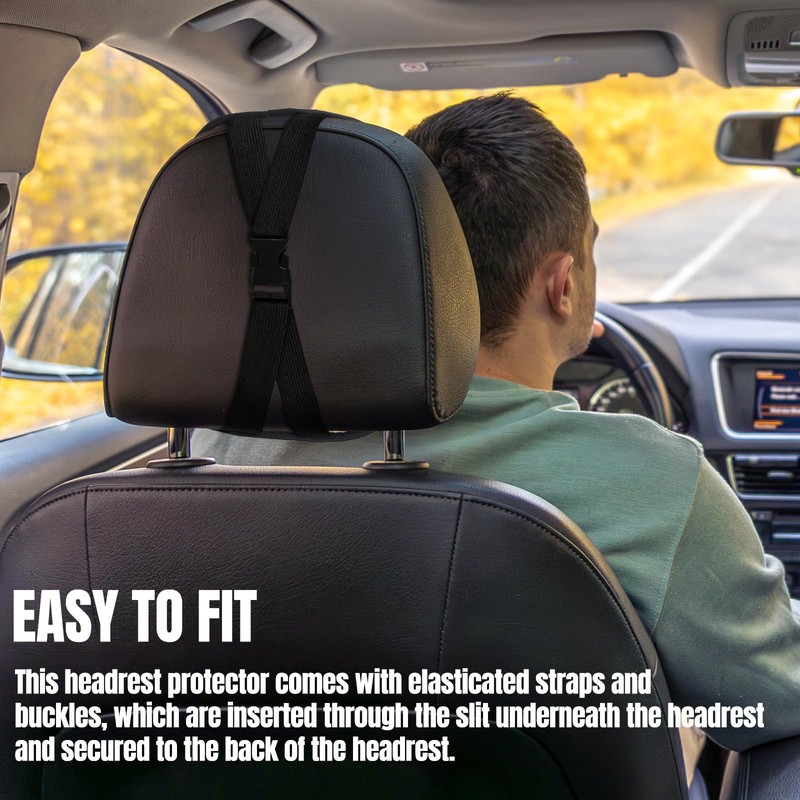 Hovom 2PCS Car Headrest Cover, Soft Breathable Leather Cars Front