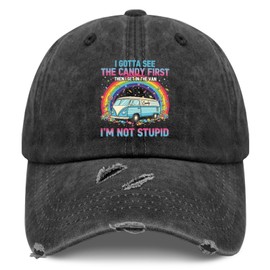 I Gottas See The Candy First Hats for Womens Vintage Washed Distressed Baseball