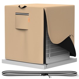 Air Conditioner Cover for Outside Units, 420D Winter AC Condenser Cover Waterproof Outdoor Square Air Conditioner Covers for AC Units, Fits up to 30 x 30 x 32 inches(Khaki, 30''X30''X32'')