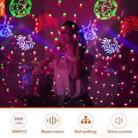 Dreamland Moving Head Beam Light LED RGBW Rotation Moving Head Disco Light DJ Lights DMX 512 with Sound Activated for Stage Lighting Party Disco Club (Magic Ball)