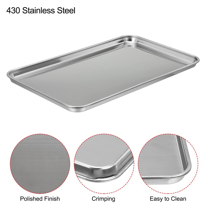 PATIKIL 430 Stainless Steel Tray, 26.5x15.5cm Rectangular Flat Type Lab