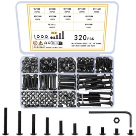 woshilaoDS 320 Pcs M5 Nuts and Bolts Set, M5 Bolts and Nuts Set, Round Head Hexagon Socket Screws Bolts and Nuts Sets, Hex Head Machine Screws Bolts and Nuts, Hex Socket Button Head Bolts and Nuts Kit