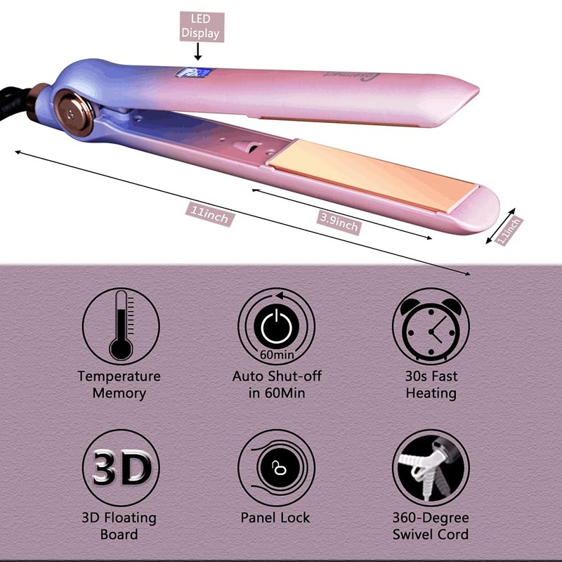 Hair Straightener and Curler,Nano Titanium Ceramic Flat Iron with Argan