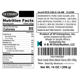 Extra Large Rock Candy Sticks:Â 18 Black CherryÂ LollipopÂ -Â IndividuallyÂ WrappedÂ Black Rock Candy Sticks - Espeez Rock Candy Sticks for Candy Buffet, Birthdays, Weddings, Receptions and Baby Shower