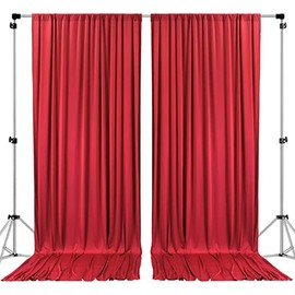 AK TRADING CO. 10 feet x 8 feet Polyester Backdrop Drapes Curtains Panels with Rod Pockets - Wedding Ceremony Party Home Window Decorations - RED