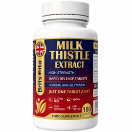 Brits Vita Milk Thistle 180 Vegan Tablets 80% Silymarin UK Made