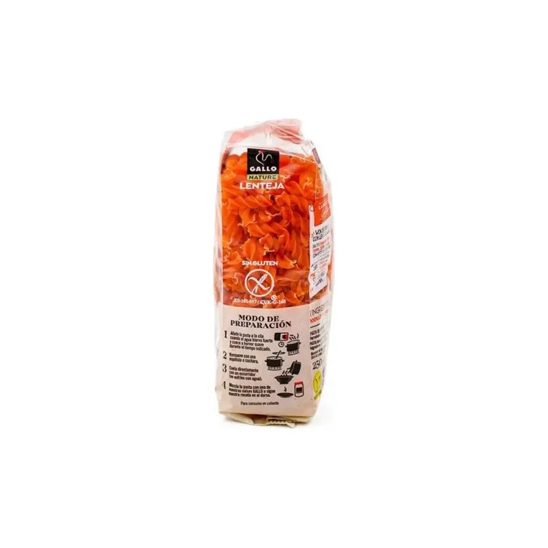 Pasta Fusilli De Lenteja Roja Gallo 250g