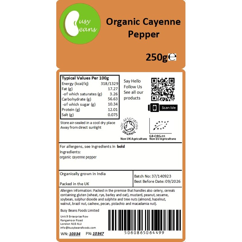 Organic Cayenne Pepper - Certified Organic - by Busy Beans