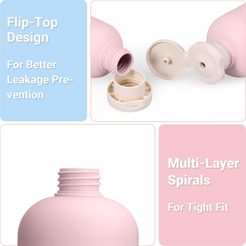 4 Pcs Plastic Large Squeeze Bottles with Flip Cap,Refillable Containers
