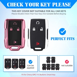 QBUC for Chevy Key Fob Cover with Keychain Soft TPU Key Shell Compatible with Chevy Colorado Silverado Suburban Tahoe GMC Sierra Yukon Canyon (B:Pink)
