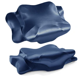 HOMBYS 2 Pack Satin Cervical Pillowcases (Only Pillowcase), Silky Butterfly-Shaped Contour Pillow Cover Cervical Neck Pillow Case with Zipper for Side Back Stomach Sleepers (Navy Blue, Queen Size)