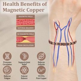 Heavenly Metals Women's Pure Copper Bracelet – Lily Cross Style – Solid Copper Magnetic Jewelry – Adjustable Fit, Gift Box & Sizing Tool – USA Brand