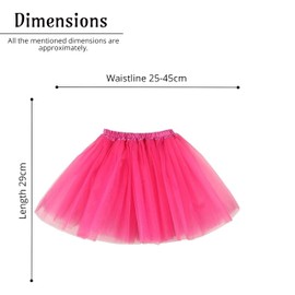 Lizzy 6Pc Neon Costume (Leg Warmers + Fishnet Gloves + 3Layer Tutu + Braces + Beads Necklace + Gummy Bracelet) Set | 80s Neon Teen Fancy Dress Dance ware Hen Party Accessory (Neon Pink, Older Girls)