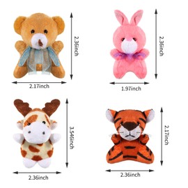 32 Pieces Mini Plush Animal Toys Safari Stuffed Toys Animals Cute Plush Keychain Animals Decoration for Birthday Teacher Student Award Themed Party Favors ()