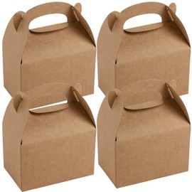 Restaurantware Bio Tek 4 x 2.5 x 2.5 Inch Gable Boxes For Party Favors, 100 Attractive Gift Boxes - With Built-In Handle, Greaseproof, Kraft Paper Gable Boxes, For Birthday Parties And Weddings