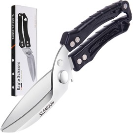 SLEMOON Kitchen Shears Heavy Duty Poultry Shears for Bone,Chicken,Turkey,Meat,Fish and Pizza Cutting Board Kitchen Scissors All Purpose for Food Ideal for Chef and Home Cooking,Dishwasher Safe Black