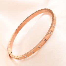 E EMZHOLE Classic Cubic Bangle Created with Zircondia Crystals, Birthday Thanksgiving Christmas Xmas Gift for Women Mum Mother Wife (Rose Gold)