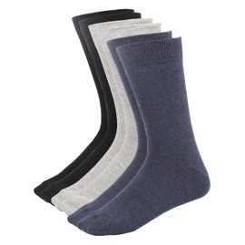 MANARC Men Cotton Crew Dress Socks Soft Comfortable Thin Fine Elegant Durable Breathable. 3 Pack Black, Melange Grey, Melange Blue.