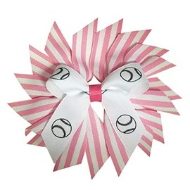 Stripes Flower with Softball, Made in the USA. White Pony Band (Hot Pink)