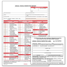 Annual Vehicle Inspection Report (Shrinkwrapped Snap-Out Format, 3-Ply Carbonless, 8.5" x 11.75") with Label (2-Ply Vinyl with Mylar Laminate, 5" x 4") - J. J. Keller & Associates